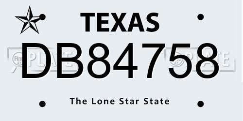 DB84758 Texas License Plate