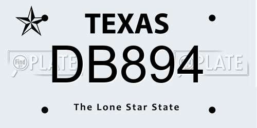 DB894 Texas License Plate