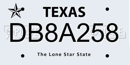 DB8A258 Texas License Plate