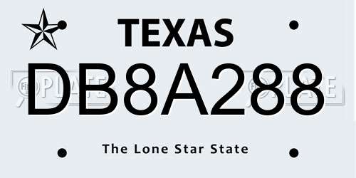 DB8A288 Texas License Plate