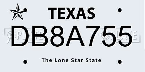 DB8A755 Texas License Plate