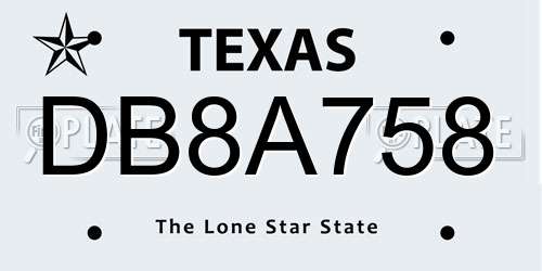 DB8A758 Texas License Plate