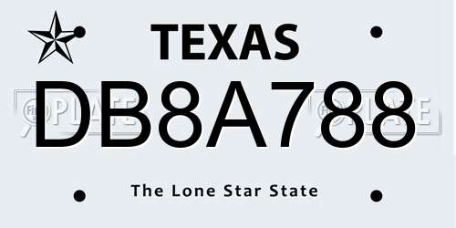 DB8A788 Texas License Plate