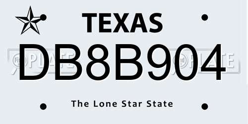 DB8B904 Texas License Plate