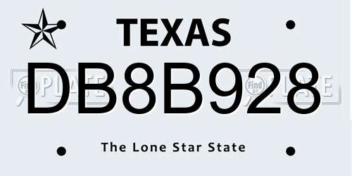 DB8B928 Texas License Plate