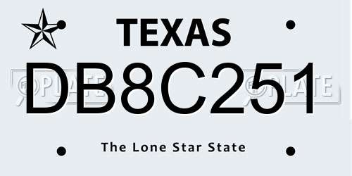 DB8C251 Texas License Plate