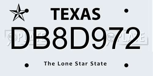 DB8D972 Texas License Plate