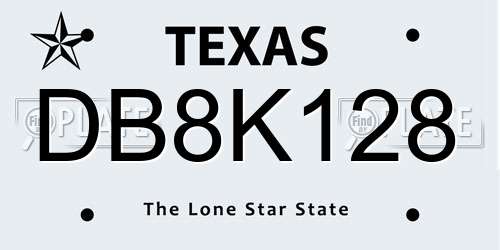 DB8K128 Texas License Plate
