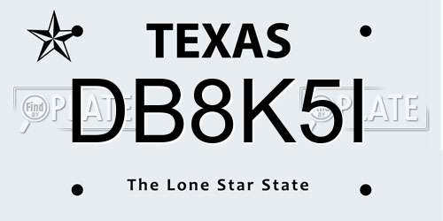 DB8K5I Texas License Plate