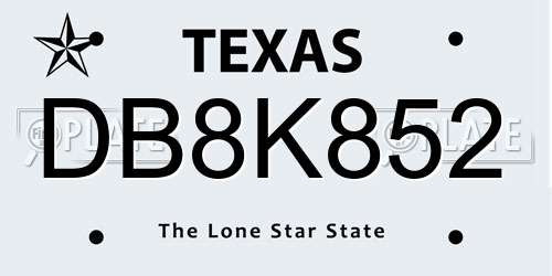 DB8K852 Texas License Plate