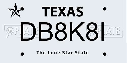 DB8K8I Texas License Plate