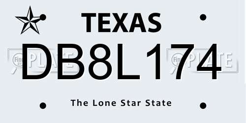 DB8L174 Texas License Plate
