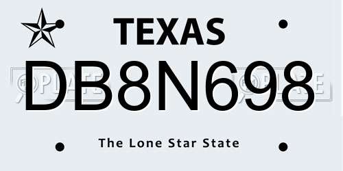 DB8N698 Texas License Plate