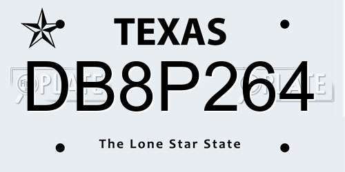 DB8P264 Texas License Plate
