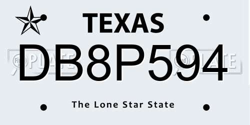 DB8P594 Texas License Plate