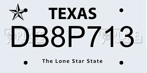 DB8P713 Texas License Plate