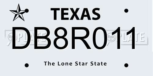 DB8R011 Texas License Plate
