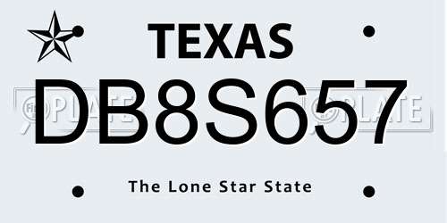 DB8S657 Texas License Plate