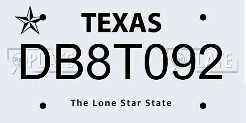 DB8T092 Texas License Plate