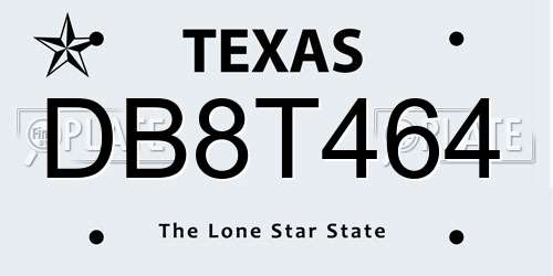 DB8T464 Texas License Plate