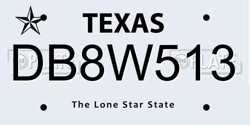 DB8W513 Texas License Plate
