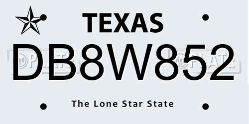 DB8W852 Texas License Plate