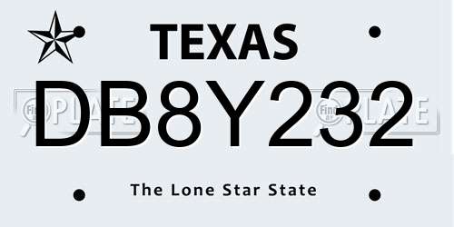 DB8Y232 Texas License Plate