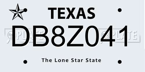 DB8Z041 Texas License Plate