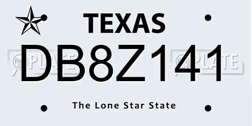 DB8Z141 Texas License Plate