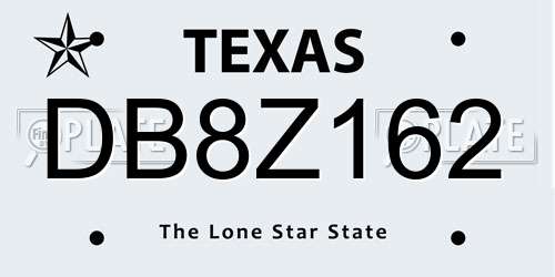 DB8Z162 Texas License Plate
