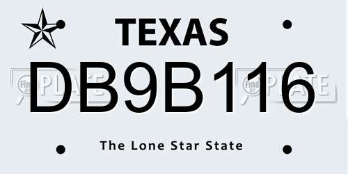 DB9B116 Texas License Plate
