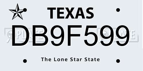 DB9F599 Texas License Plate