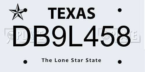 DB9L458 Texas License Plate
