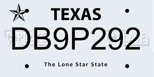 DB9P292 Texas License Plate