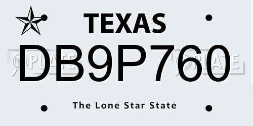 DB9P760 Texas License Plate