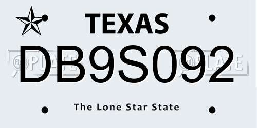 DB9S092 Texas License Plate