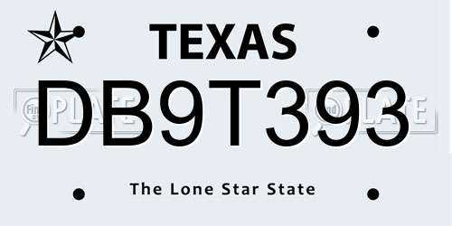 DB9T393 Texas License Plate
