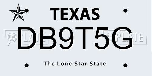DB9T5G Texas License Plate