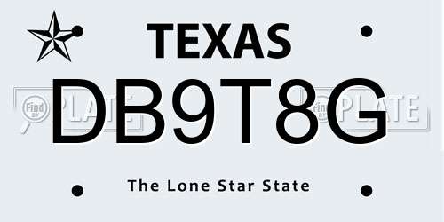 DB9T8G Texas License Plate