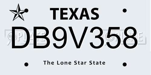 DB9V358 Texas License Plate