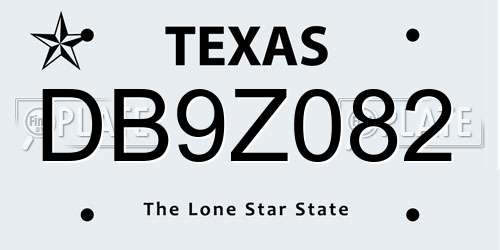 DB9Z082 Texas License Plate