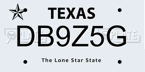 DB9Z5G Texas License Plate