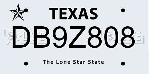 DB9Z808 Texas License Plate