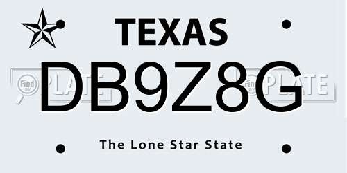 DB9Z8G Texas License Plate