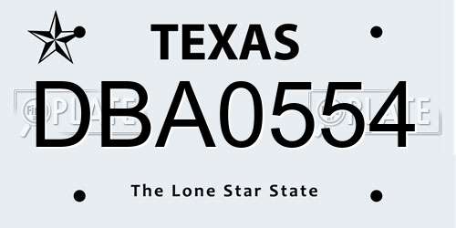 DBA0554 Texas License Plate