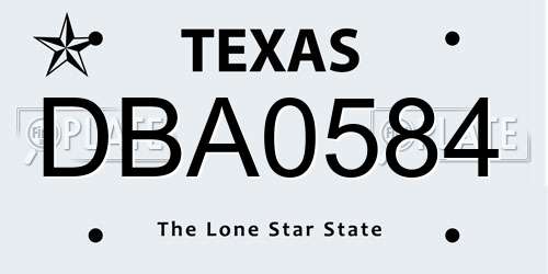 DBA0584 Texas License Plate