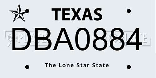 DBA0884 Texas License Plate