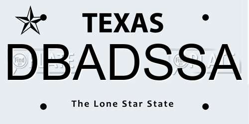 DBADSSA Texas License Plate