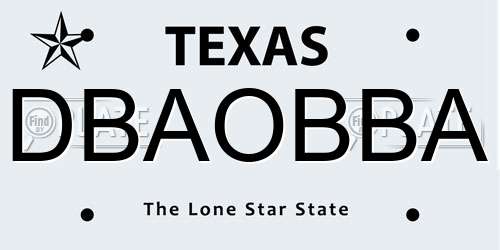 DBAOBBA Texas License Plate
