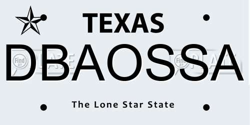 DBAOSSA Texas License Plate
